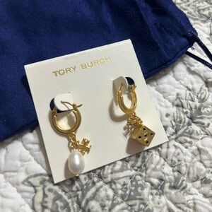 NWT Tory Burch earrings pearl and dice
